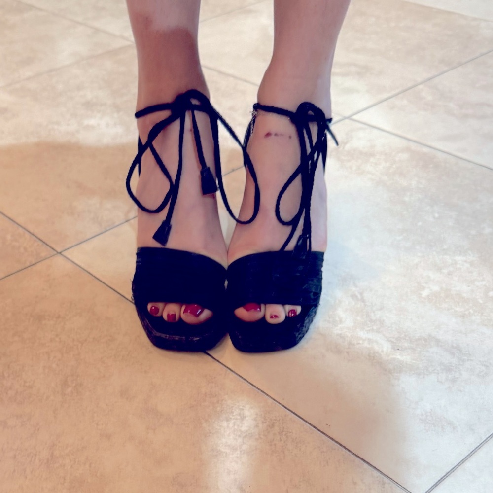 Stuart Weitzman Platform Espadrilles Size 7.5 - image 1